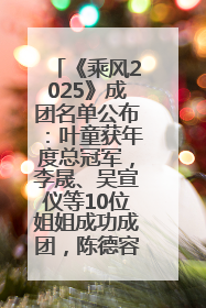 《乘风2025》成团名单公布：叶童获年度总冠军，李晟、吴宣仪等10位姐姐成功成团，陈德容获年度高光人物