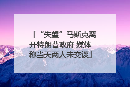 “失望”马斯克离开特朗普政府 媒体称当天两人未交谈