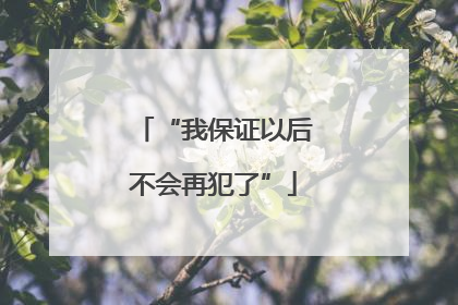 “我保证以后不会再犯了”