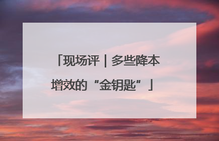 现场评｜多些降本增效的“金钥匙”