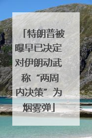 特朗普被曝早已决定对伊朗动武 称“两周内决策”为烟雾弹