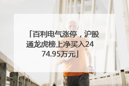 百利电气涨停，沪股通龙虎榜上净买入2474.95万元