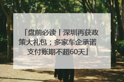 盘前必读丨深圳再获政策大礼包；多家车企承诺支付账期不超60天