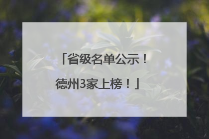 省级名单公示！德州3家上榜！