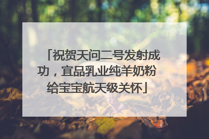 祝贺天问二号发射成功，宜品乳业纯羊奶粉给宝宝航天级关怀