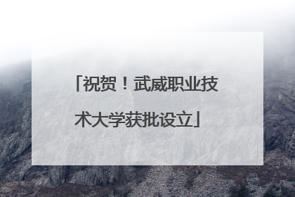 祝贺！武威职业技术大学获批设立