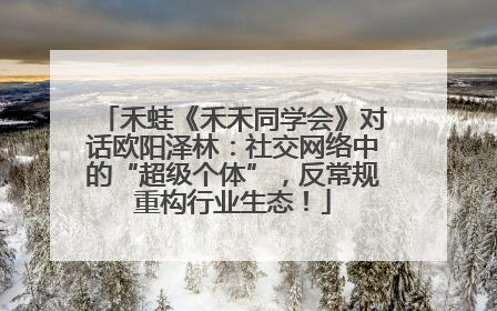 禾蛙《禾禾同学会》对话欧阳泽林：社交网络中的“超级个体”，反常规重构行业生态！