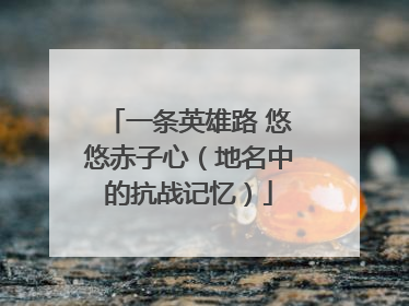 一条英雄路 悠悠赤子心（地名中的抗战记忆）