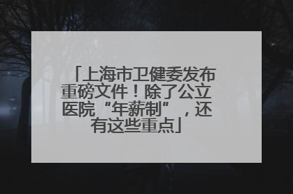 上海市卫健委发布重磅文件！除了公立医院“年薪制”，还有这些重点