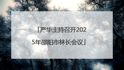 严华主持召开2025年邵阳市林长会议