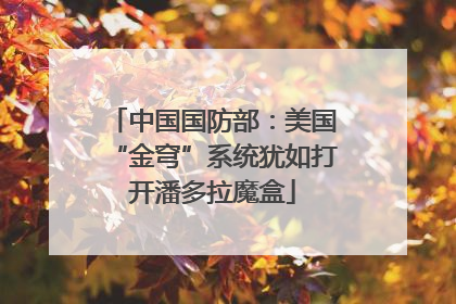 中国国防部：美国“金穹”系统犹如打开潘多拉魔盒