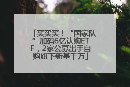 买买买！“国家队”加码6亿认购ETF，2家公募出手自购旗下新基千万