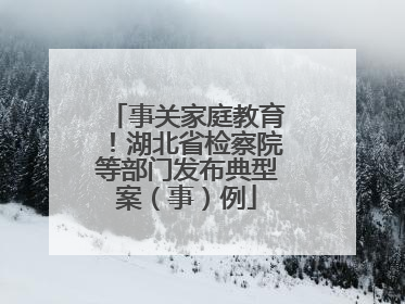 事关家庭教育！湖北省检察院等部门发布典型案（事）例