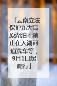 云南立法保护九大高原湖泊：禁止在入湖河道洗车等，9月1日起施行