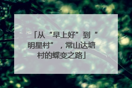 从“早上好”到“明星村”，常山达塘村的蝶变之路