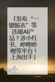 发布“一键脱衣”等违规AI产品？涉小红书、哔哩哔哩等平台！上海出手