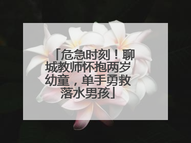 危急时刻！聊城教师怀抱两岁幼童，单手勇救落水男孩