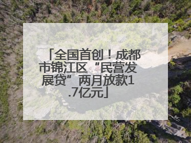 全国首创！成都市锦江区“民营发展贷”两月放款1.7亿元