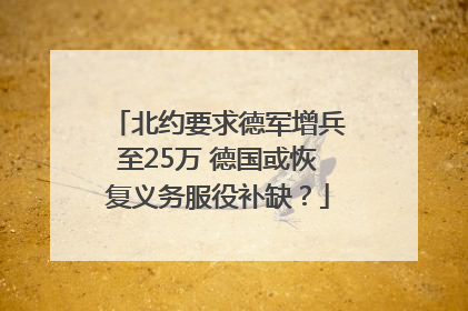 北约要求德军增兵至25万 德国或恢复义务服役补缺？