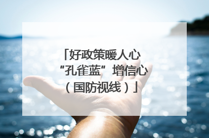 好政策暖人心 “孔雀蓝”增信心（国防视线）