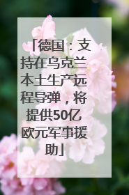 德国：支持在乌克兰本土生产远程导弹，将提供50亿欧元军事援助
