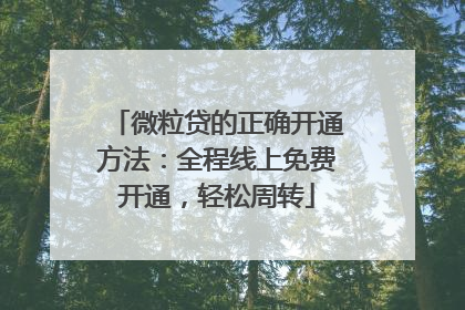 微粒贷的正确开通方法：全程线上免费开通，轻松周转