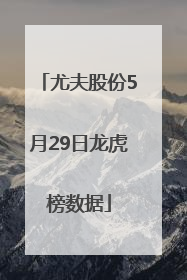 尤夫股份5月29日龙虎榜数据