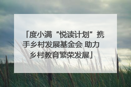 度小满“悦读计划”携手乡村发展基金会 助力乡村教育繁荣发展