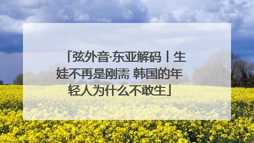 弦外音·东亚解码丨生娃不再是刚需 韩国的年轻人为什么不敢生