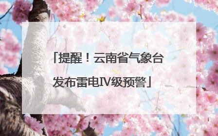 提醒！云南省气象台发布雷电Ⅳ级预警