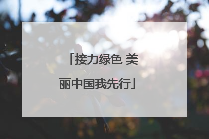 接力绿色 美丽中国我先行