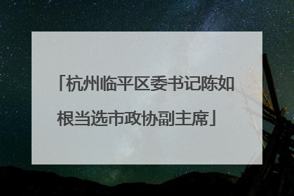 杭州临平区委书记陈如根当选市政协副主席