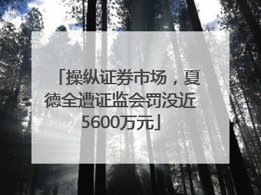操纵证券市场，夏德全遭证监会罚没近5600万元
