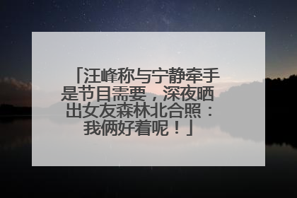 汪峰称与宁静牵手是节目需要，深夜晒出女友森林北合照：我俩好着呢！