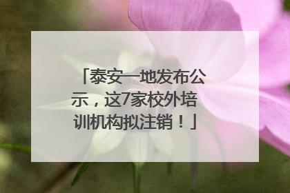 泰安一地发布公示，这7家校外培训机构拟注销！
