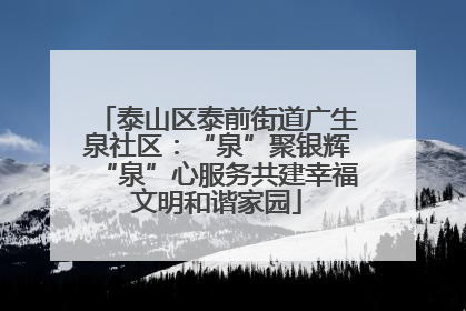 泰山区泰前街道广生泉社区：“泉”聚银辉“泉”心服务共建幸福文明和谐家园