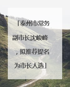 泰州市常务副市长沈峻峰，拟推荐提名为市长人选