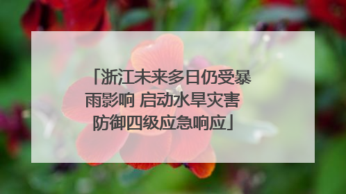 浙江未来多日仍受暴雨影响 启动水旱灾害防御四级应急响应