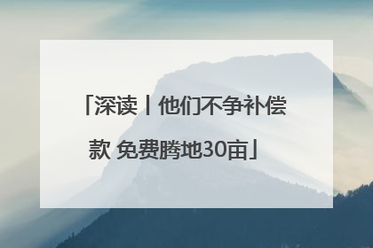 深读丨他们不争补偿款 免费腾地30亩