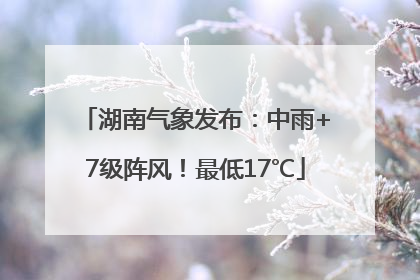 湖南气象发布：中雨+7级阵风！最低17℃