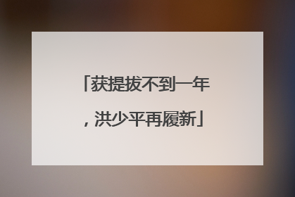 获提拔不到一年，洪少平再履新