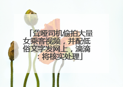 聋哑司机偷拍大量女乘客视频，并配低俗文字发网上，滴滴：将核实处理