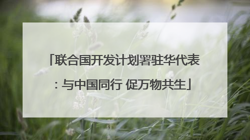 联合国开发计划署驻华代表：与中国同行 促万物共生