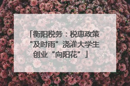 衡阳税务：税惠政策“及时雨”浇灌大学生创业“向阳花”