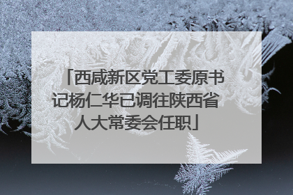 西咸新区党工委原书记杨仁华已调往陕西省人大常委会任职