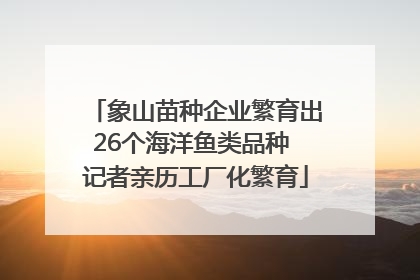 象山苗种企业繁育出26个海洋鱼类品种 记者亲历工厂化繁育