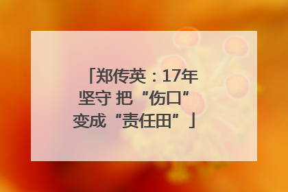 郑传英：17年坚守 把“伤口”变成“责任田”