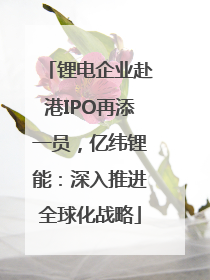 锂电企业赴港IPO再添一员，亿纬锂能：深入推进全球化战略