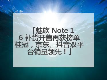 魅族 Note 16 补货开售再获榜单桂冠，京东、抖音双平台销量领先！