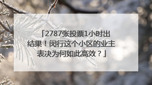 2787张投票1小时出结果！闵行这个小区的业主表决为何如此高效？